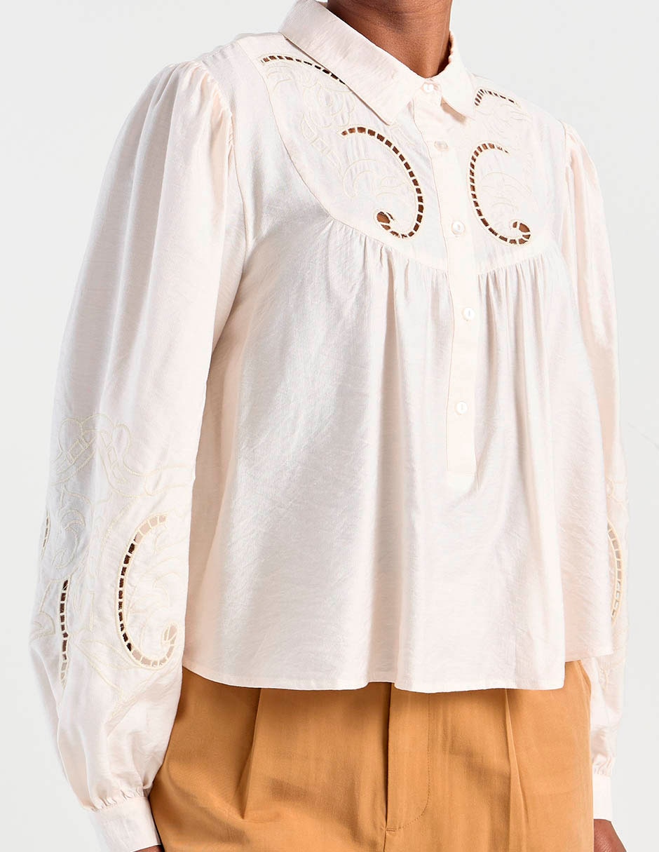 Blusa camisera manga larga para mujer 5