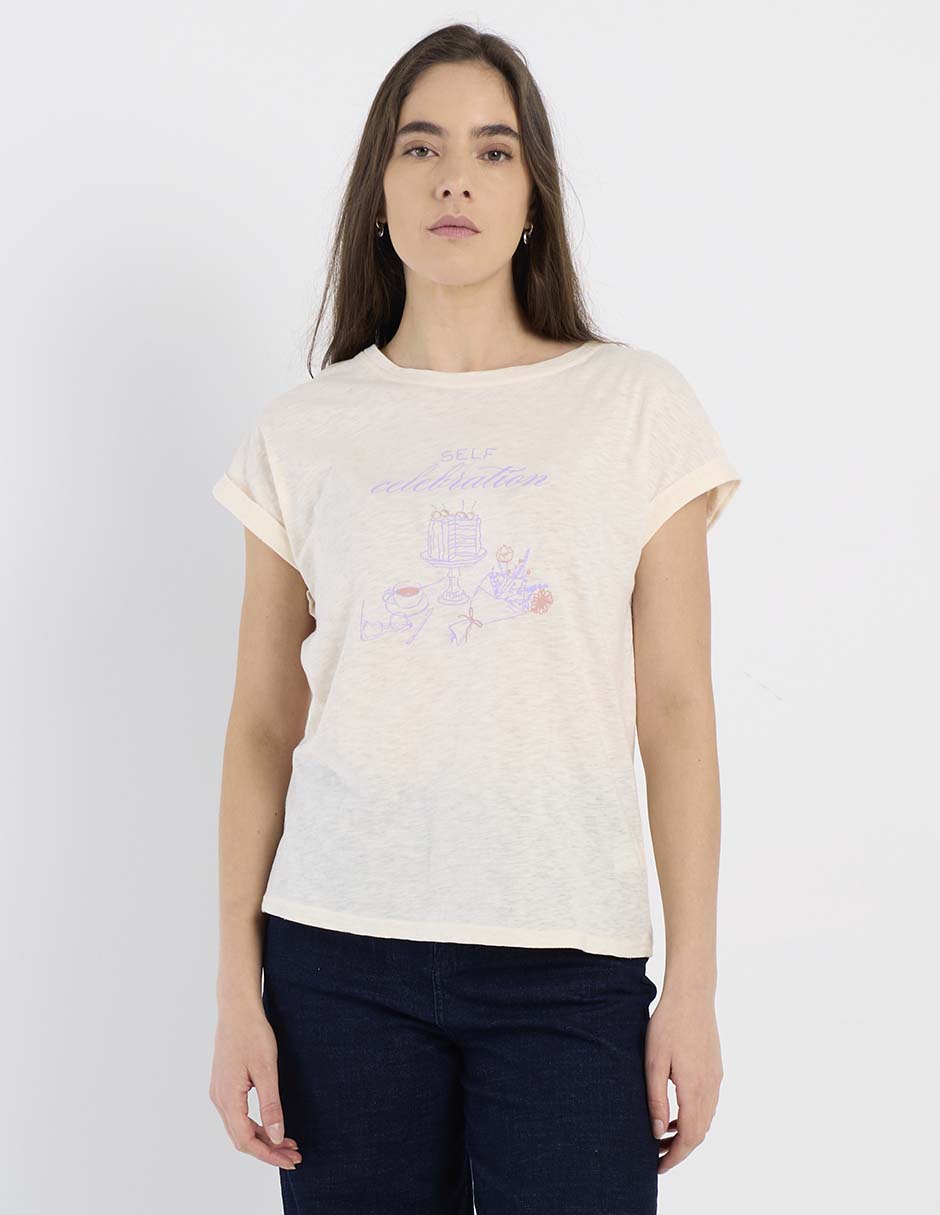 Playera manga corta cuello redondo para mujer Playera manga corta cuello redondo para mujer