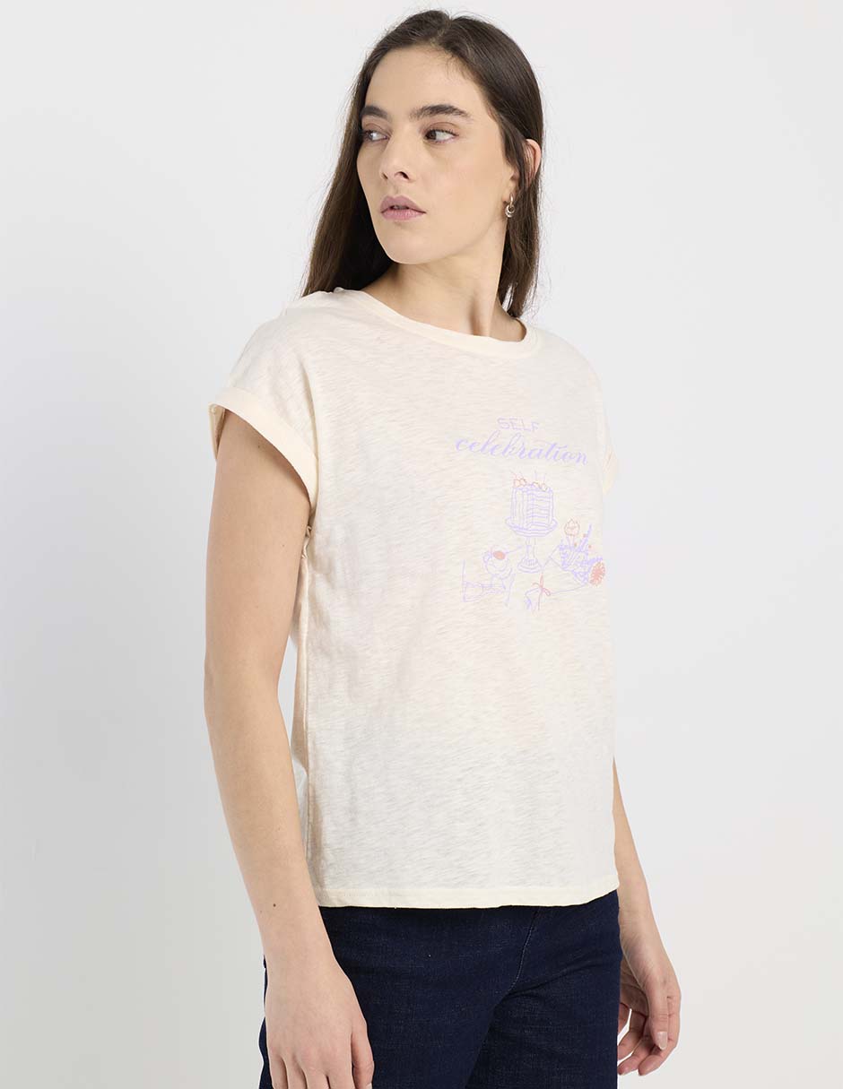 Playera manga corta cuello redondo para mujer 2