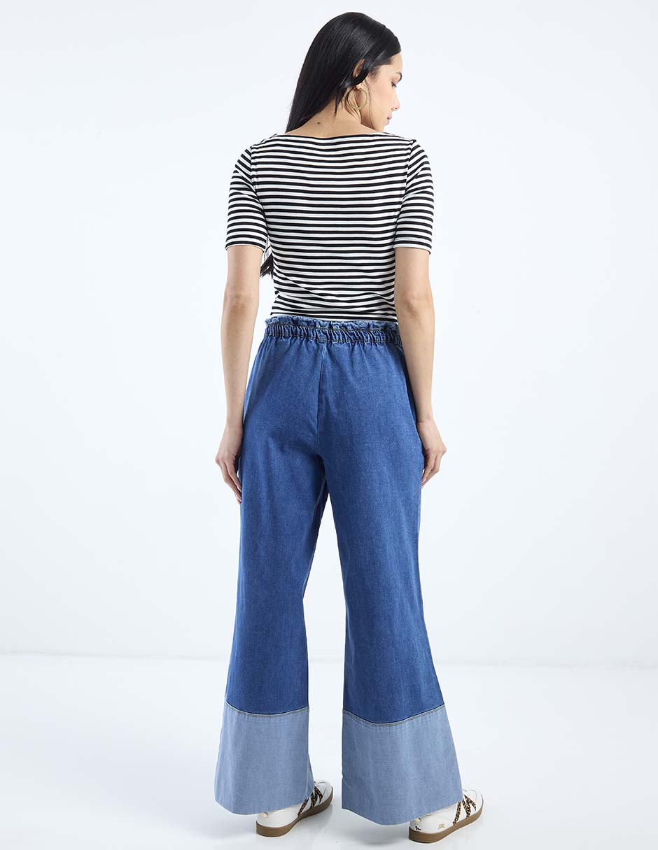 Jeans relaxed wide leg cintura media para mujer 6