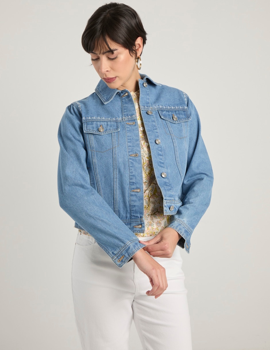 Chamarra casual de mezclilla para mujer