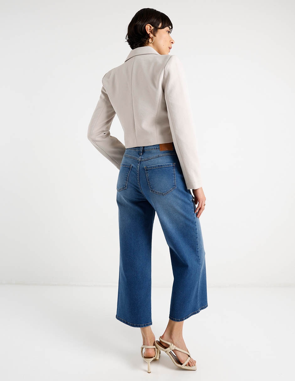 Jeans relaxed amplio a la cintura para mujer 6