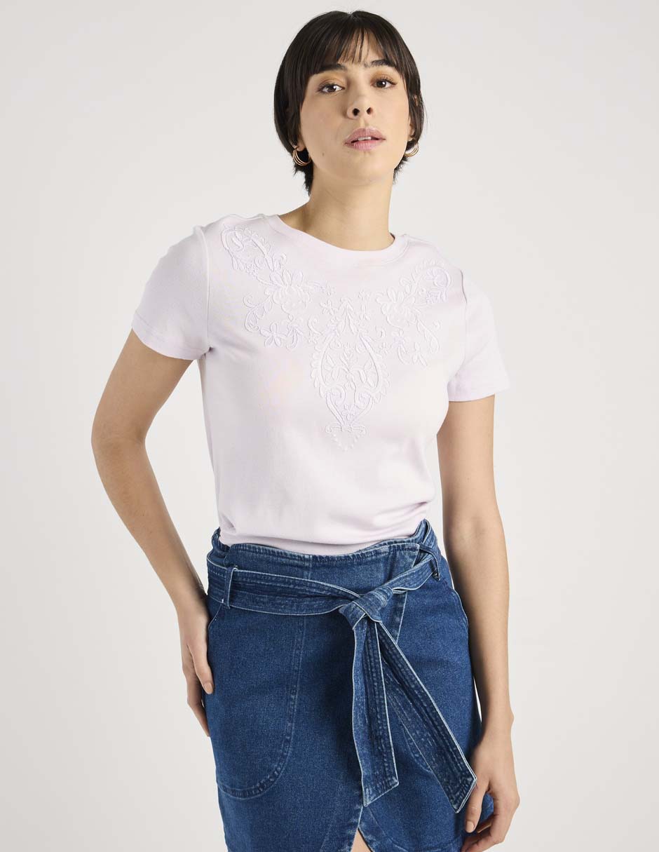 Playera manga corta cuello redondo para mujer Playera manga corta cuello redondo para mujer