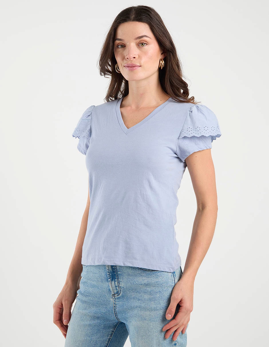 Playera manga corta cuello V para mujer Playera manga corta cuello V para mujer