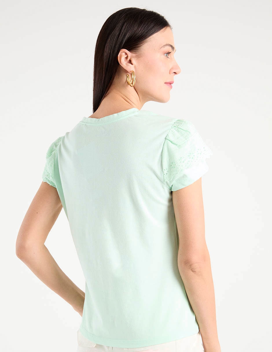 Playera manga corta cuello V para mujer 6
