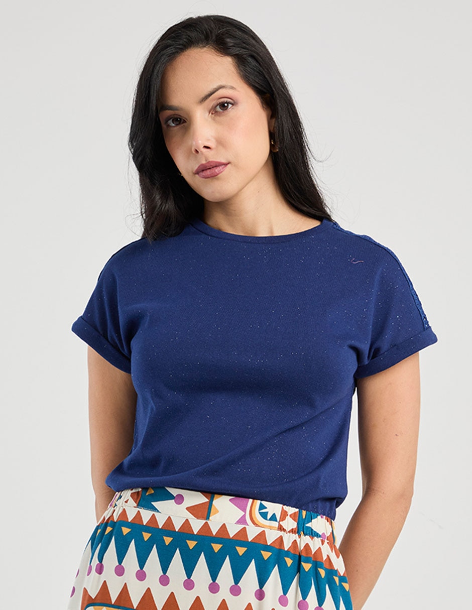 Playera manga corta cuello redondo para mujer Playera manga corta cuello redondo para mujer