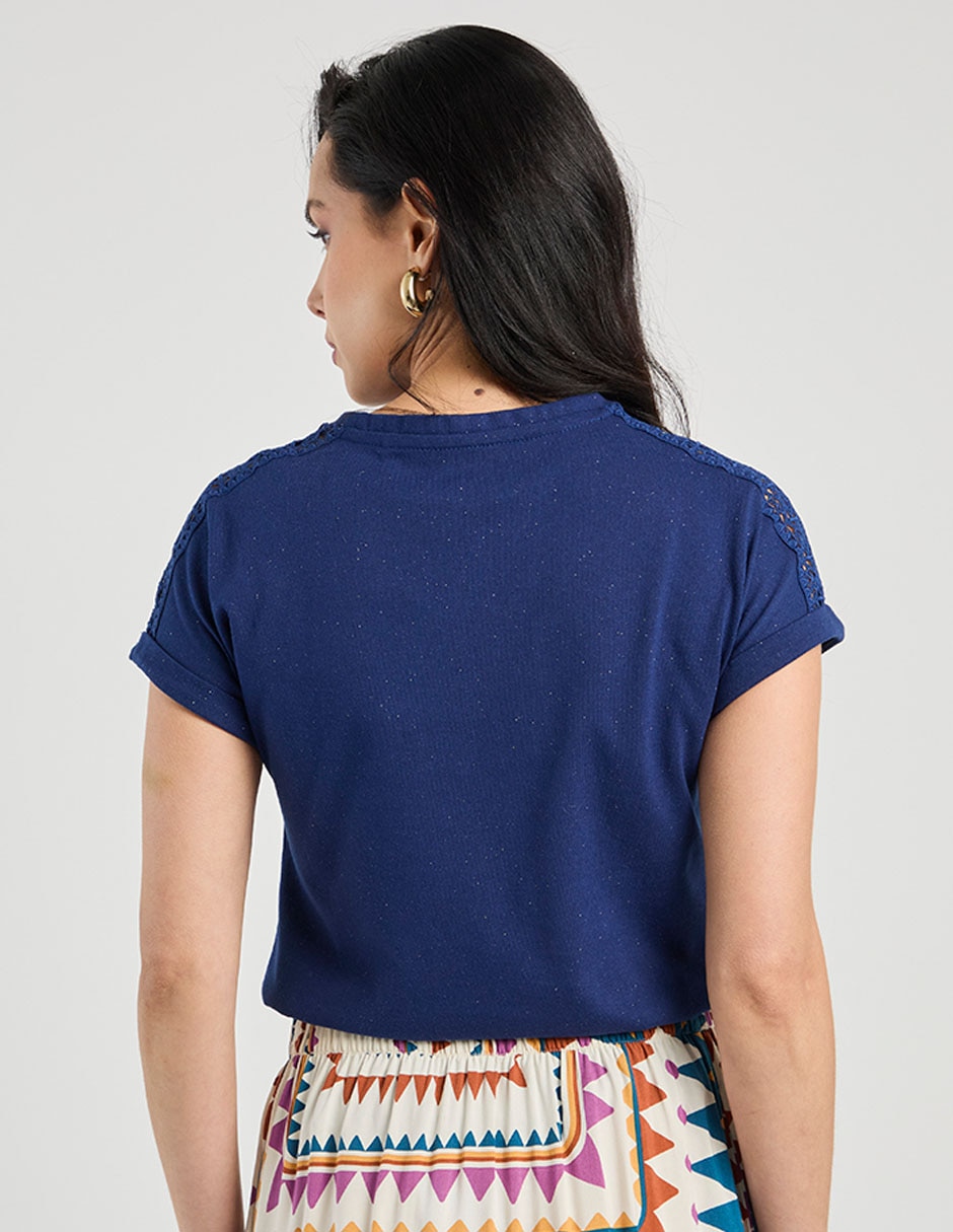 Playera manga corta cuello redondo para mujer 6
