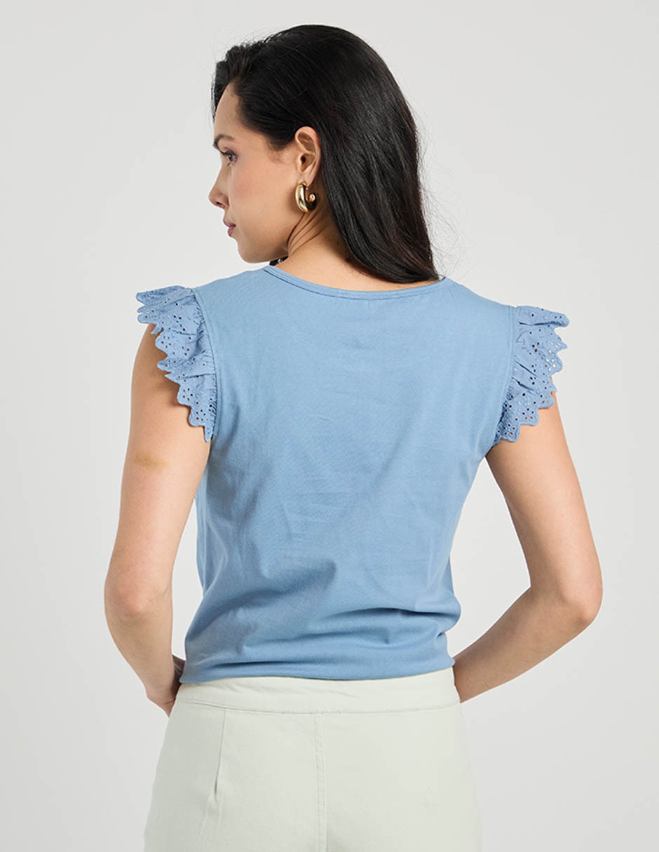 Playera manga corta cuello redondo para mujer 6
