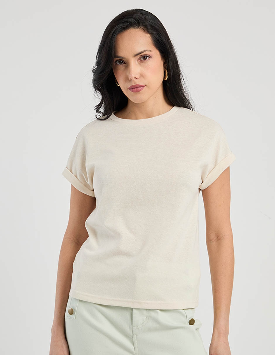 Blusa manga corta cuello redondo para mujer Blusa manga corta cuello redondo para mujer