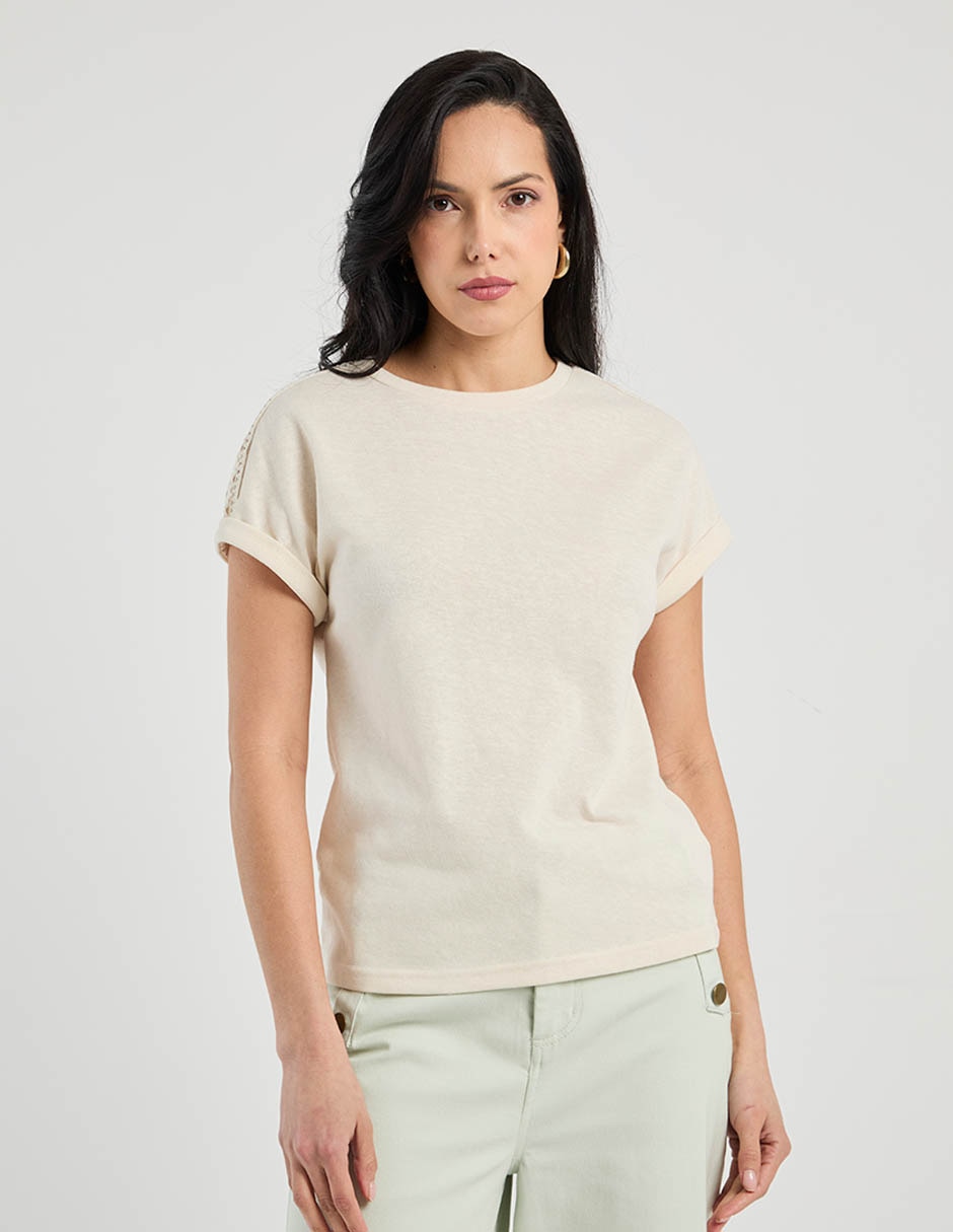 Blusa manga corta cuello redondo para mujer 2