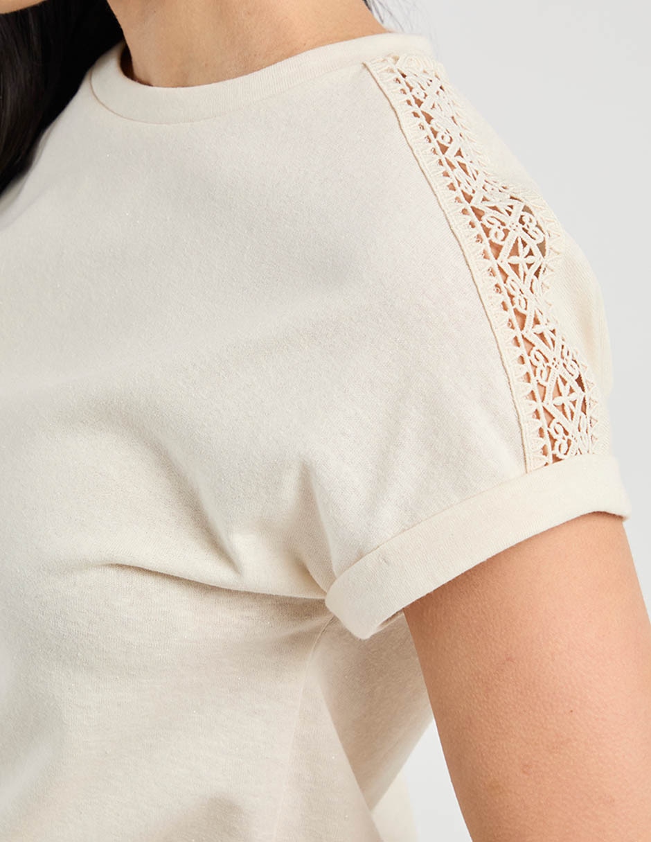 Blusa manga corta cuello redondo para mujer 5