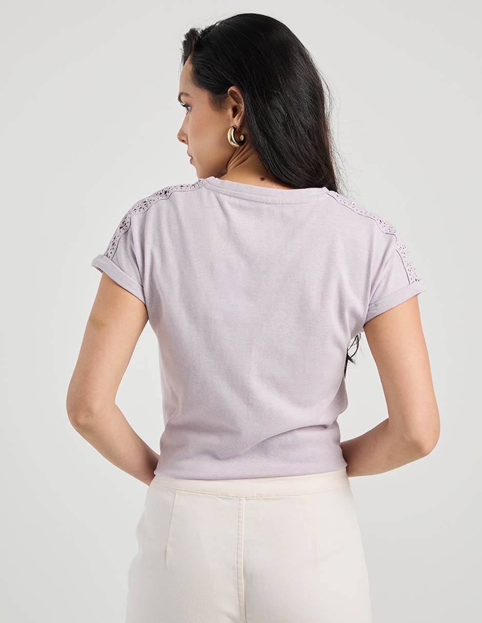 Playera manga corta cuello redondo para mujer 6