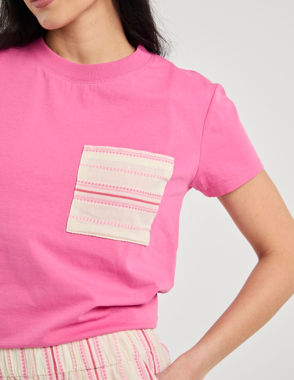 Playera manga corta cuello redondo para mujer 4