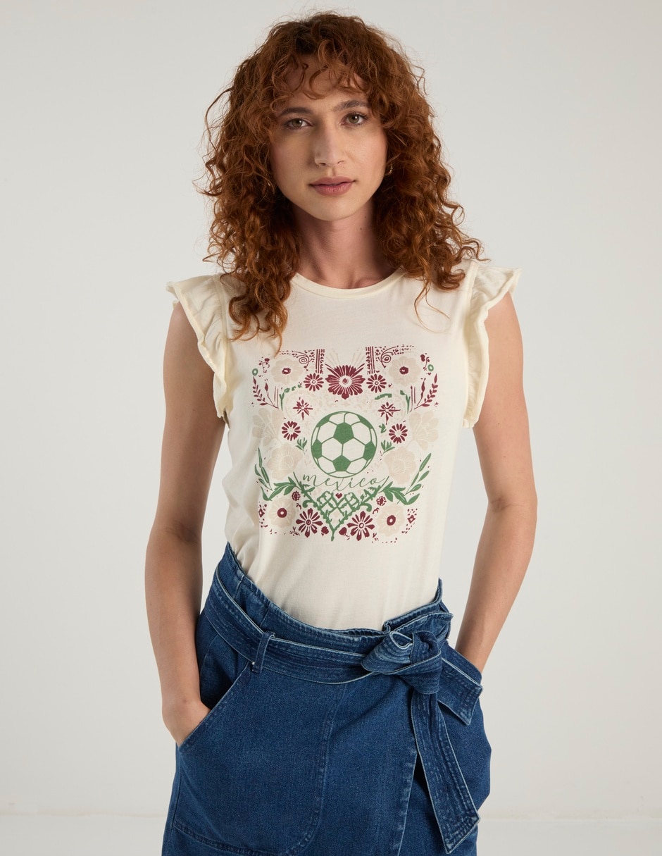 Playera manga corta cuello redondo para mujer Playera manga corta cuello redondo para mujer
