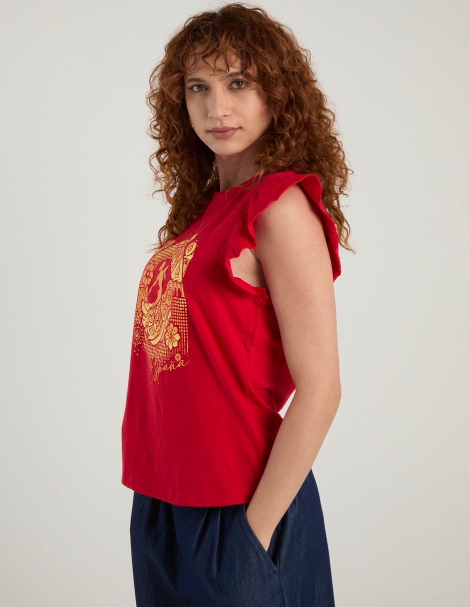Playera manga corta cuello redondo para mujer