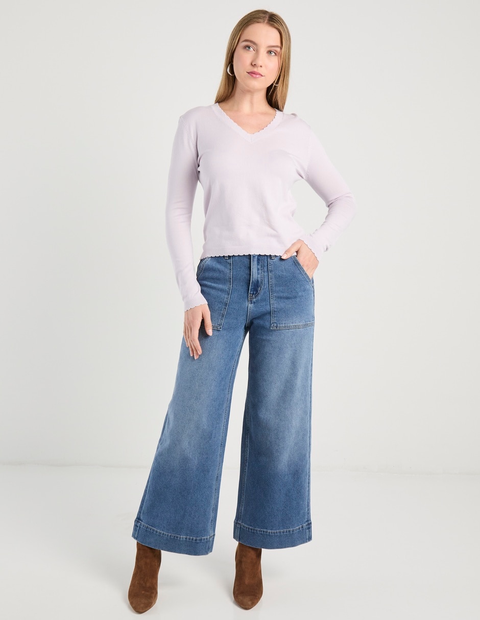Suéter cuello V para mujer 3