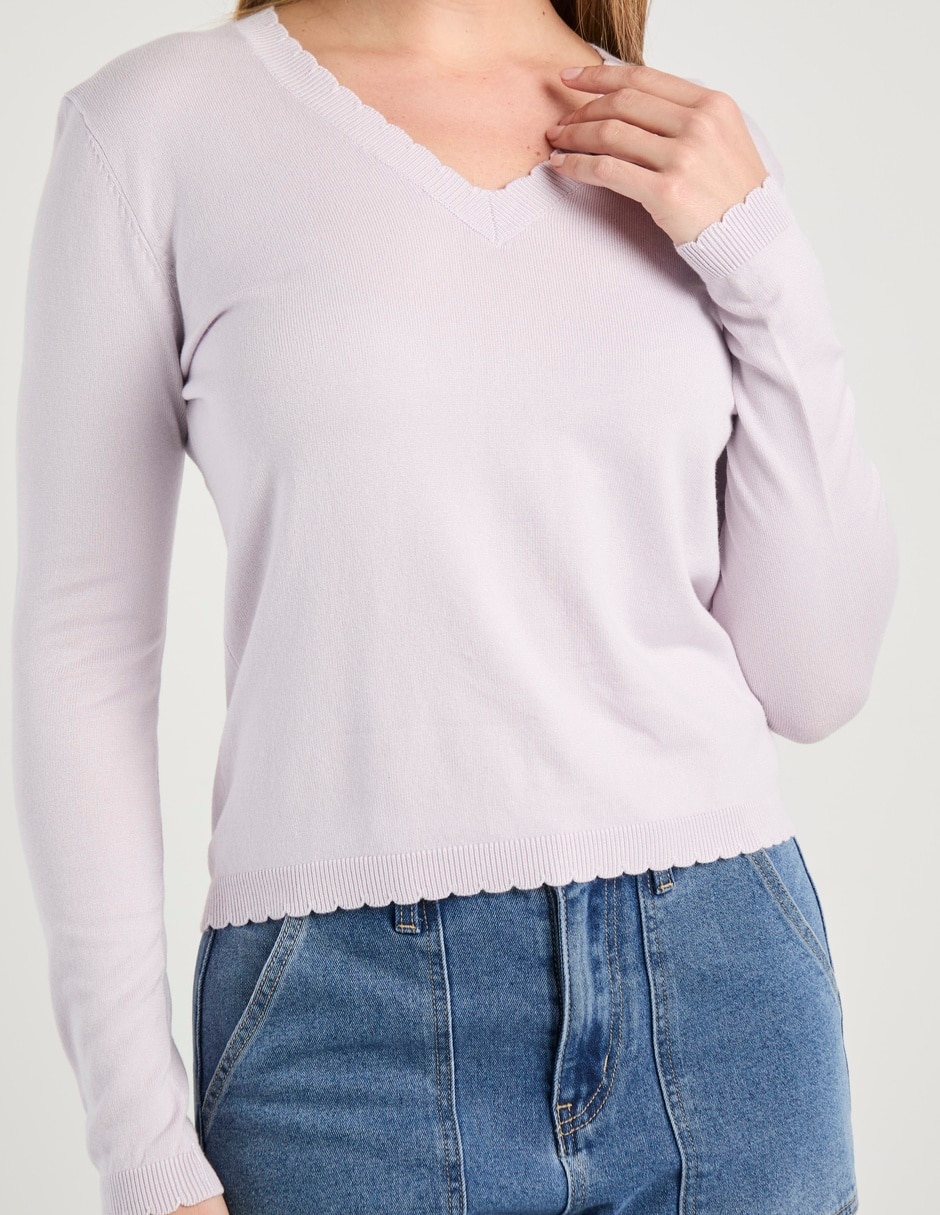 Suéter cuello V para mujer 5
