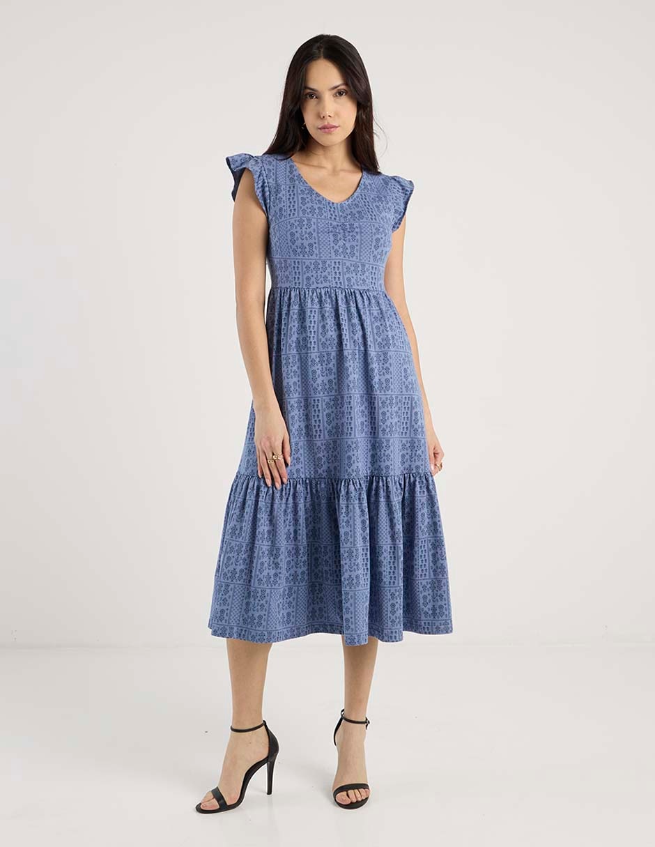 VESTIDO 3/4 WEEK BY WE, EG, AZUL ACERO