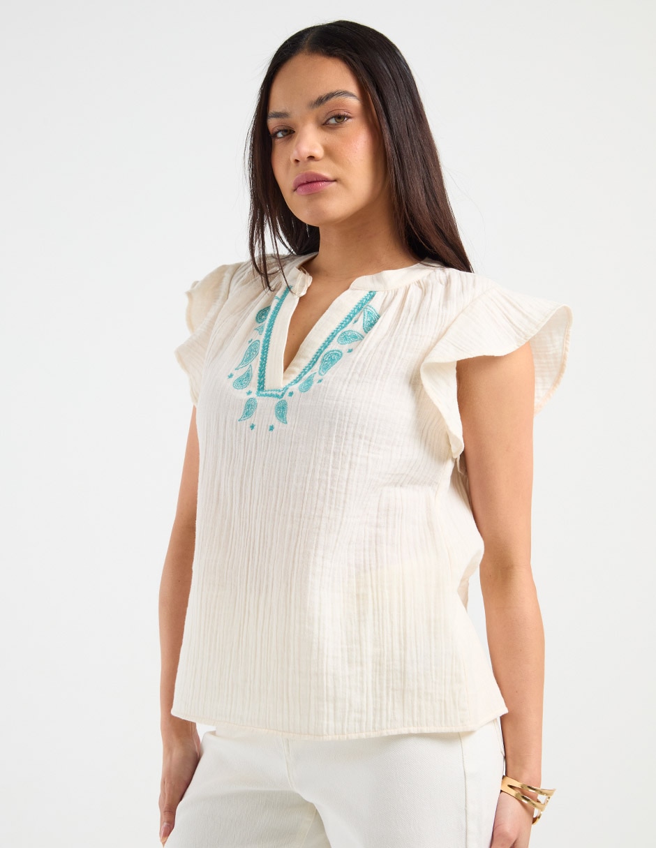 Blusa manga corta para mujer
