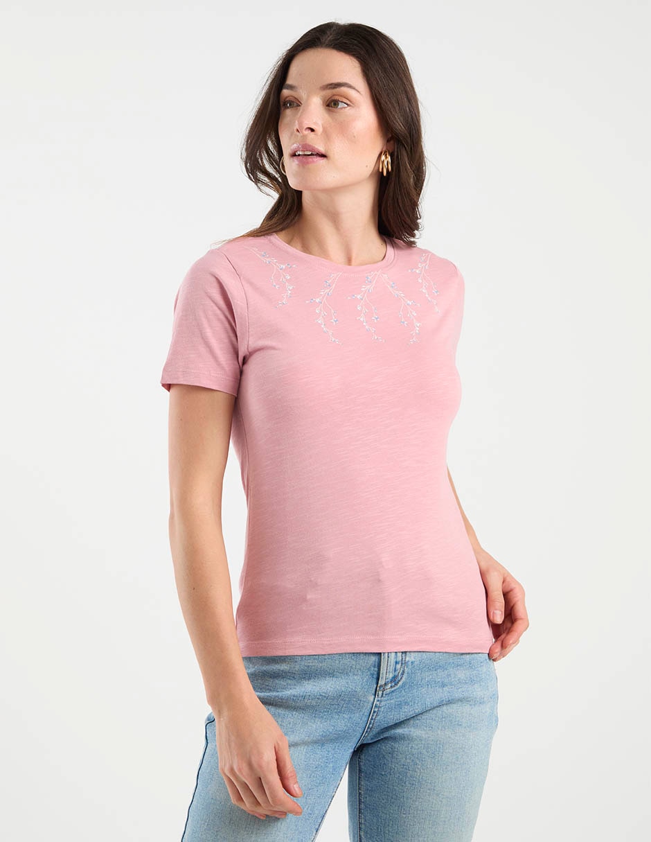 Playera manga corta cuello redondo para mujer Playera manga corta cuello redondo para mujer