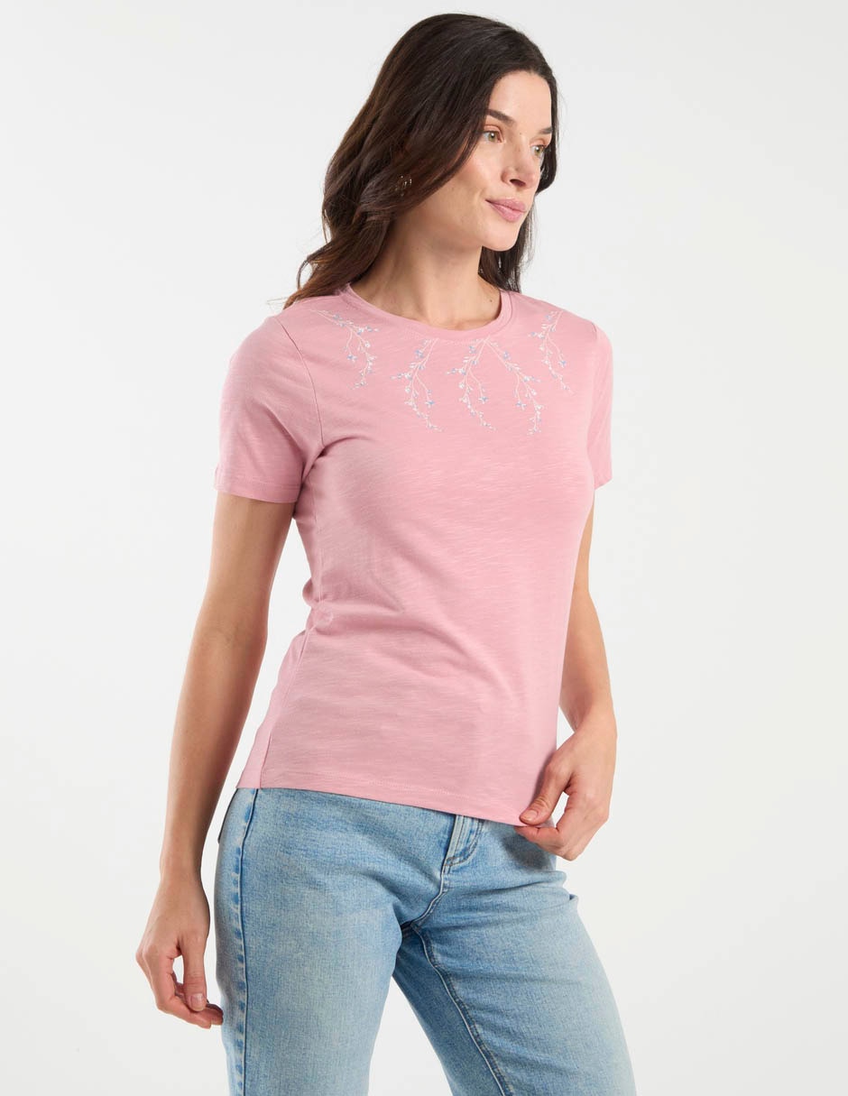 Playera manga corta cuello redondo para mujer 2