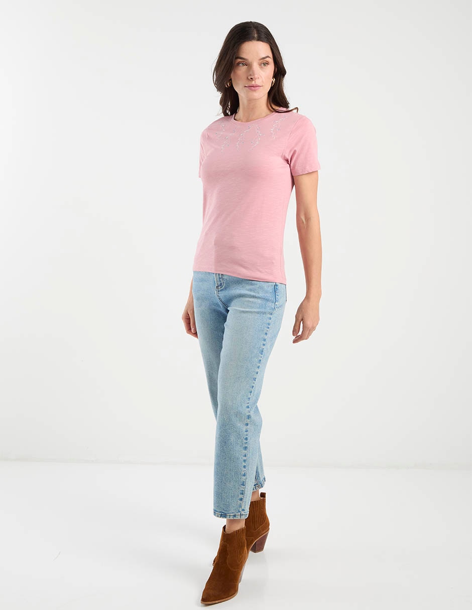 Playera manga corta cuello redondo para mujer 3