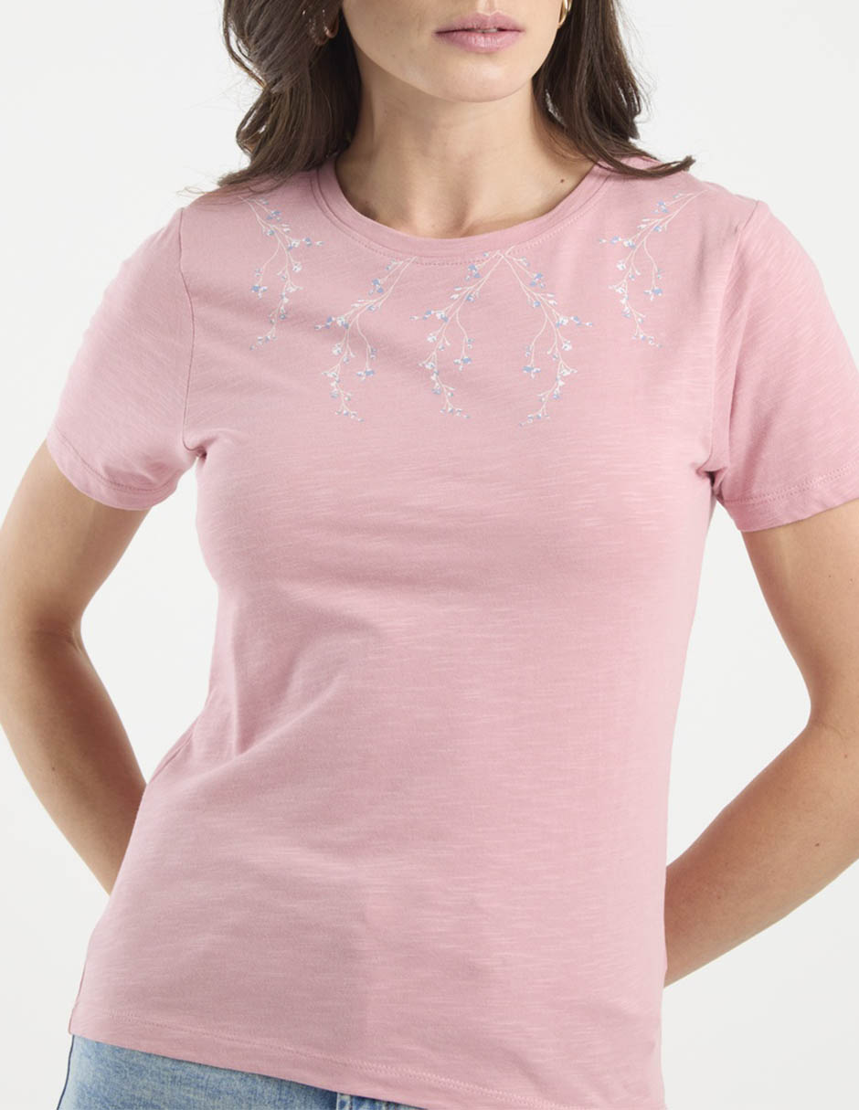 Playera manga corta cuello redondo para mujer 5