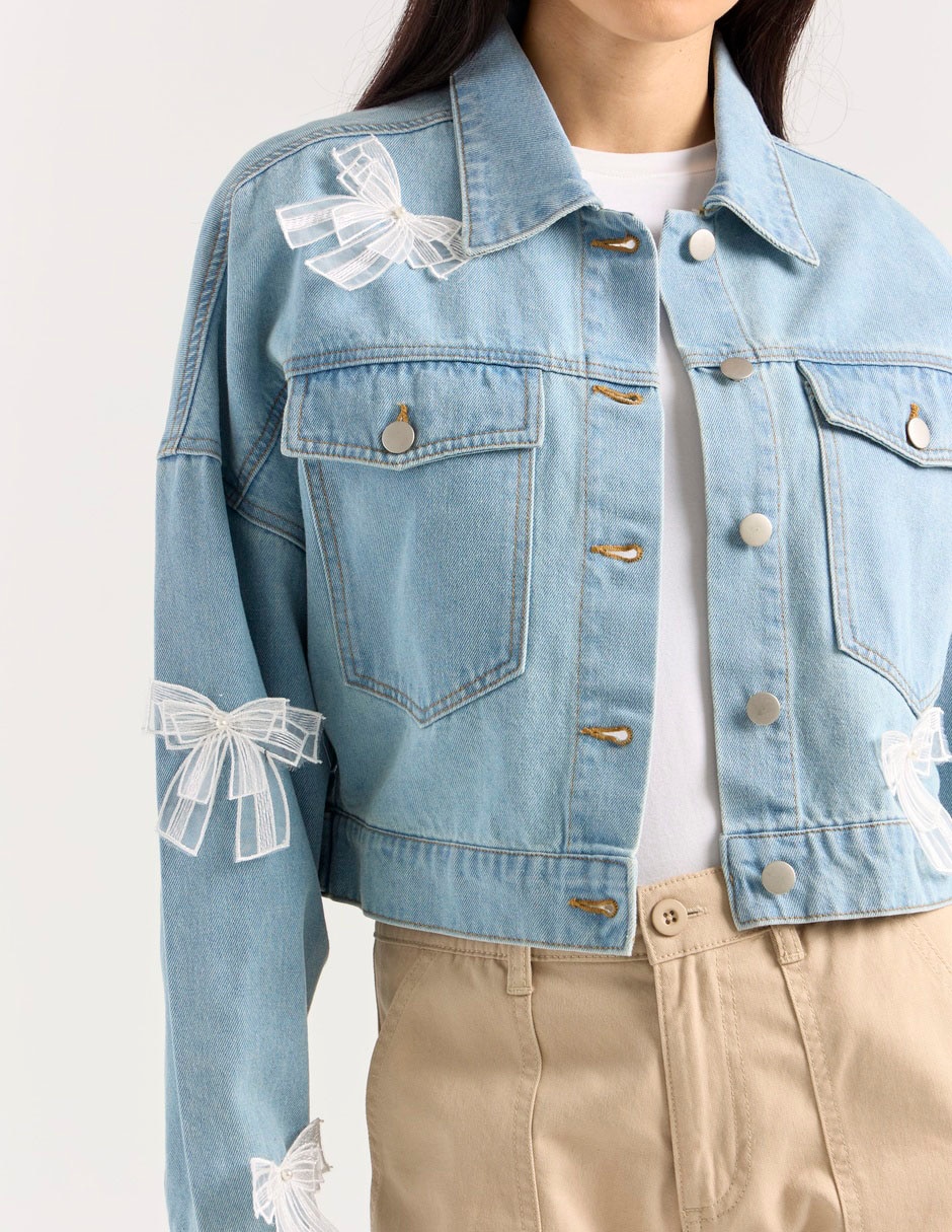 Chamarra denim de mezclilla para mujer 4