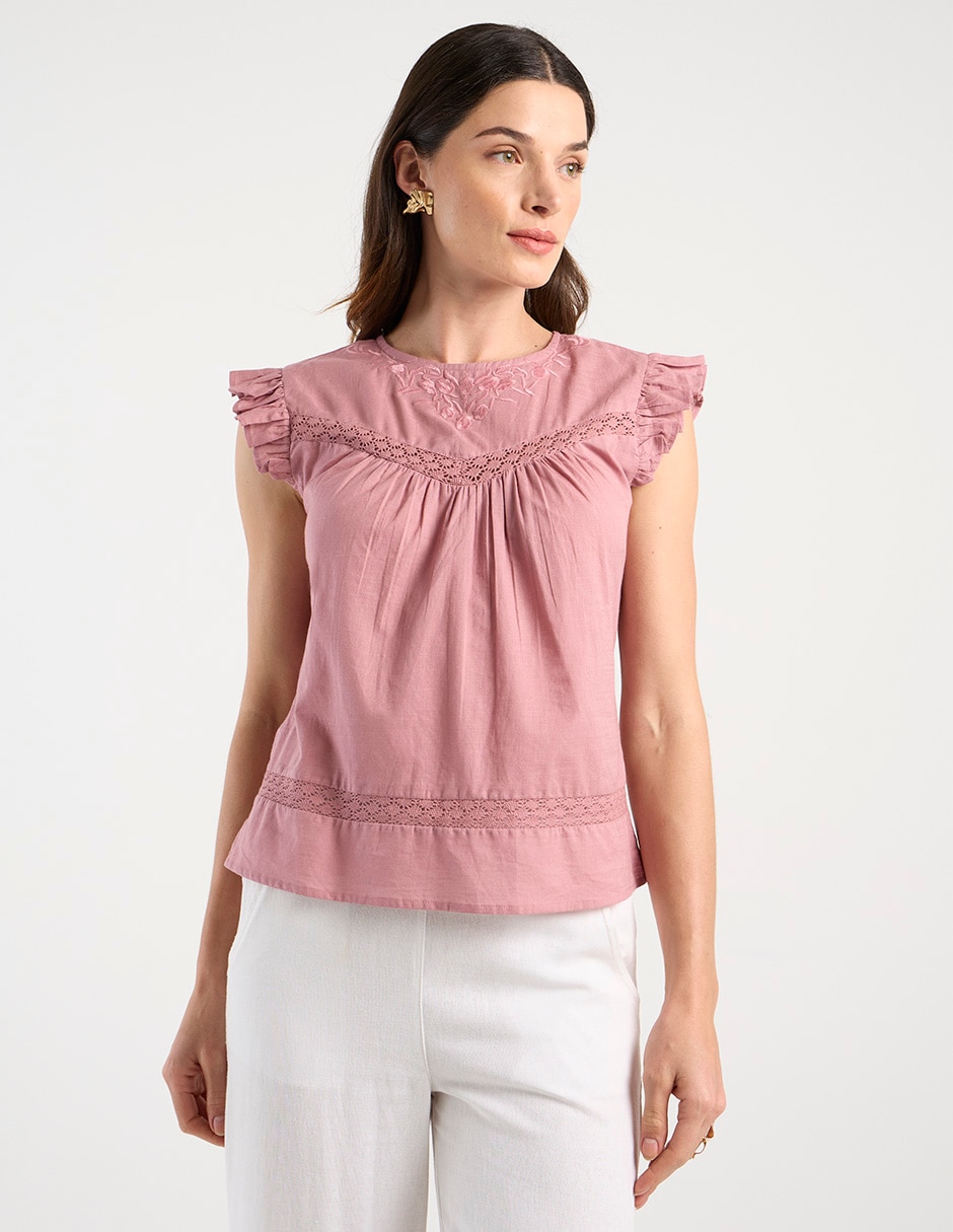 Blusa manga corta para mujer