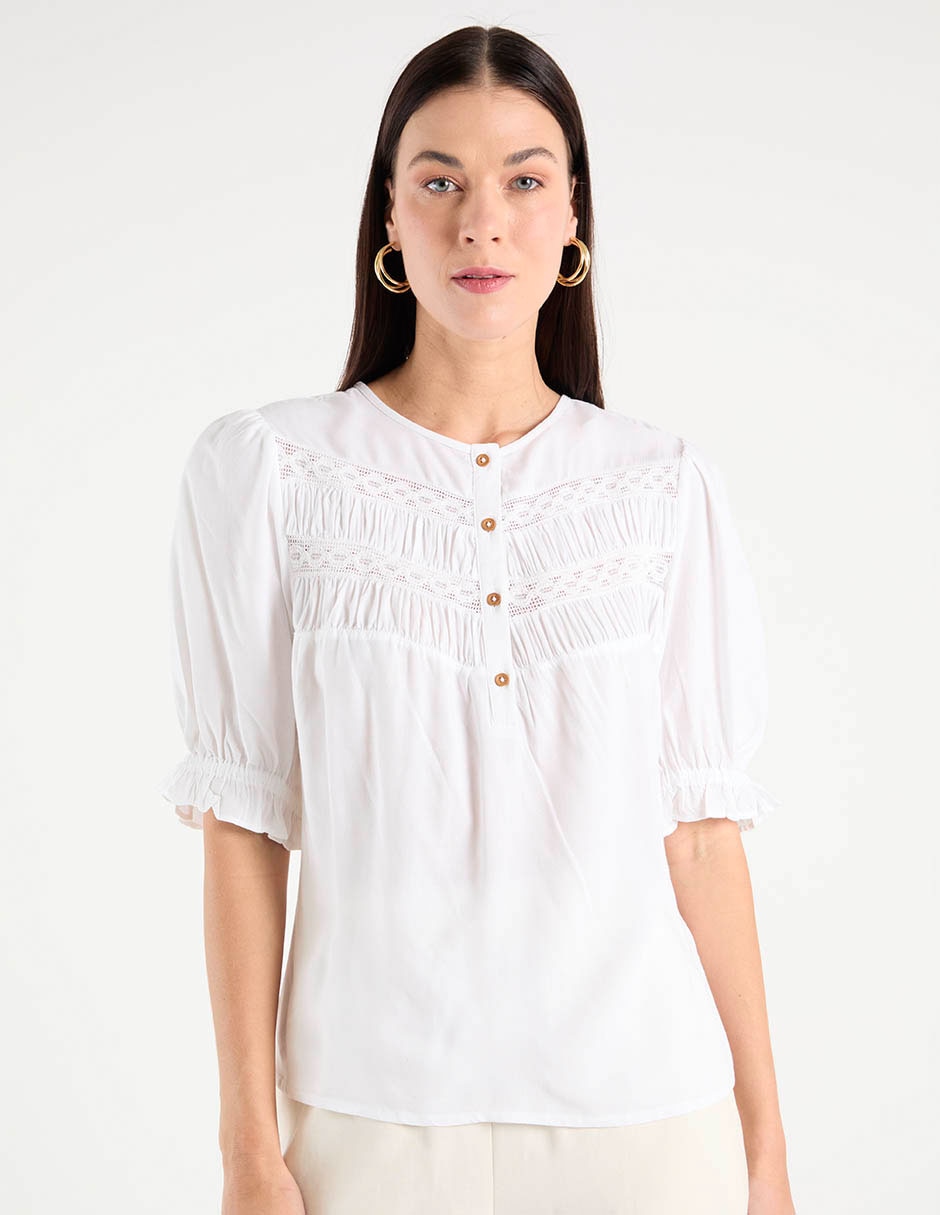Blusa manga al codo para mujer