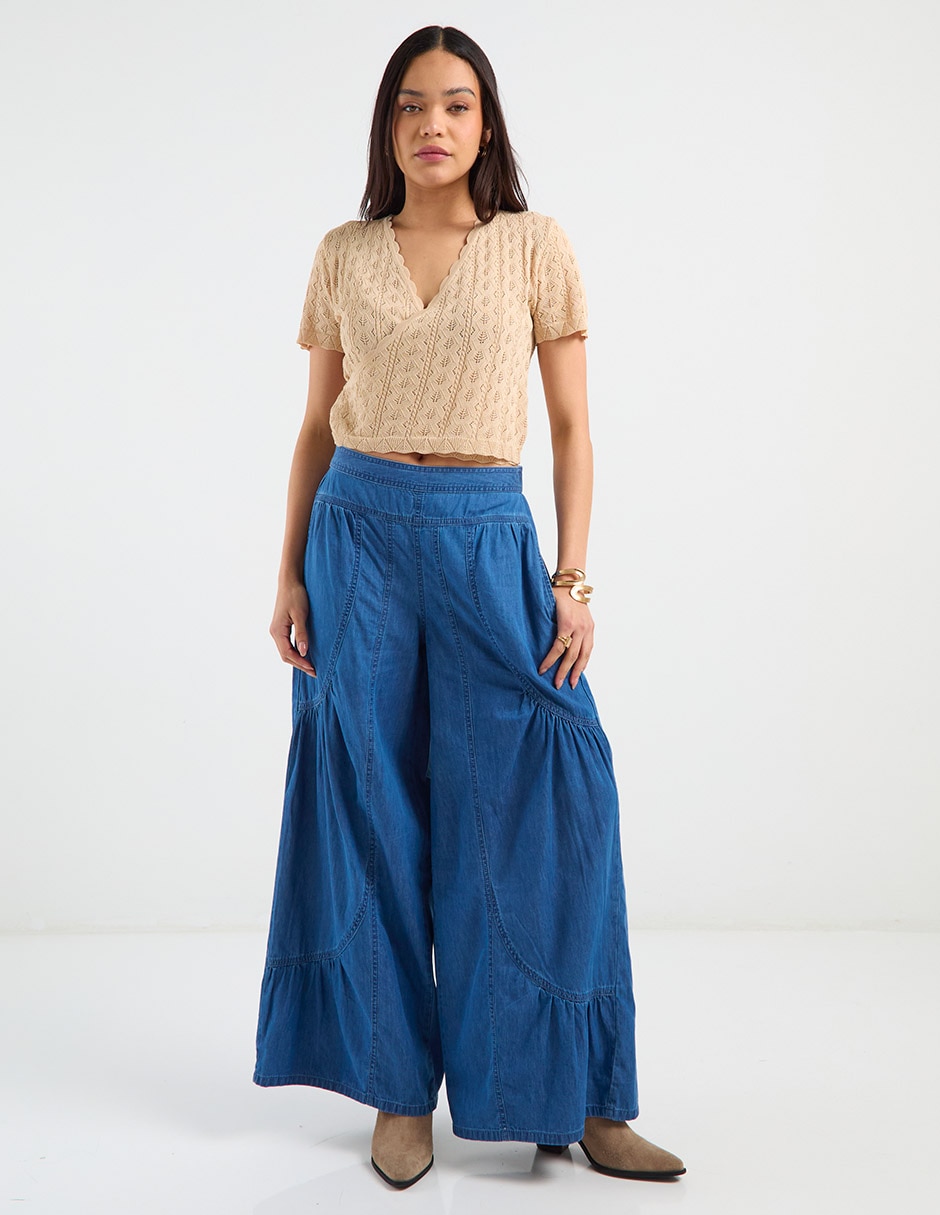 Jeans relaxed acampanado para mujer 2