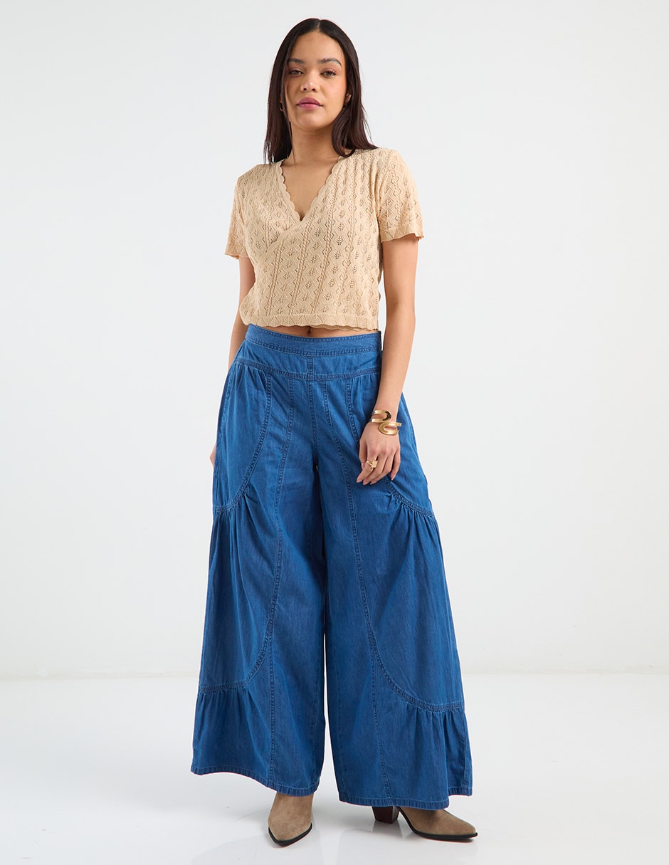 Jeans relaxed acampanado para mujer 3