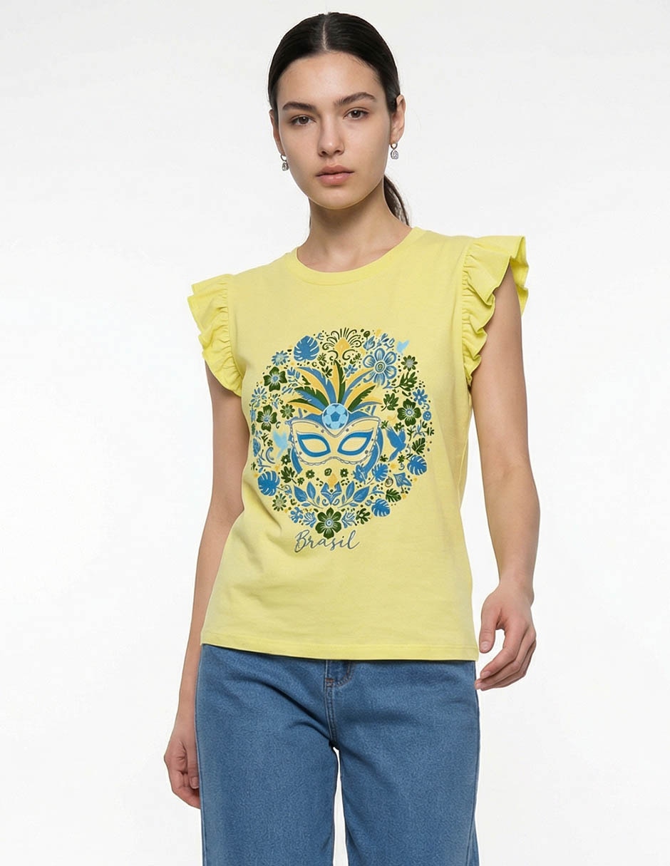 Playera manga corta cuello redondo para mujer Playera manga corta cuello redondo para mujer