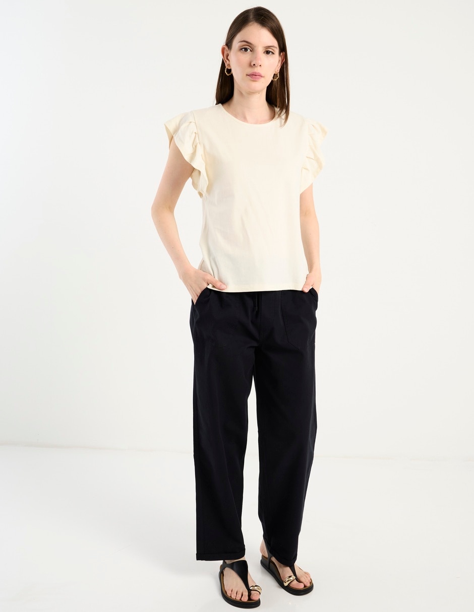 Blusa manga corta cuello redondo para mujer 3